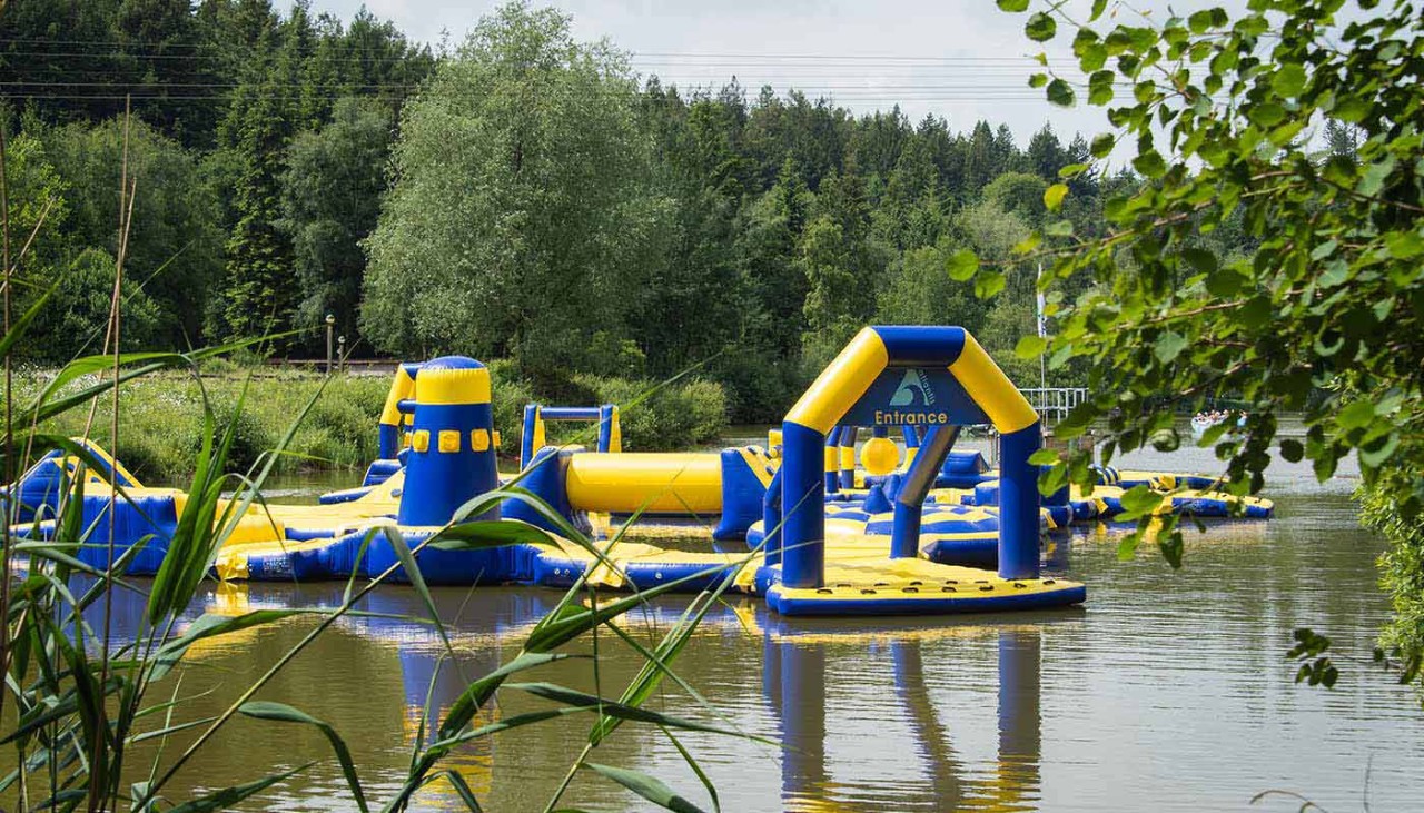 Inflatable Aqua Parc on the lake