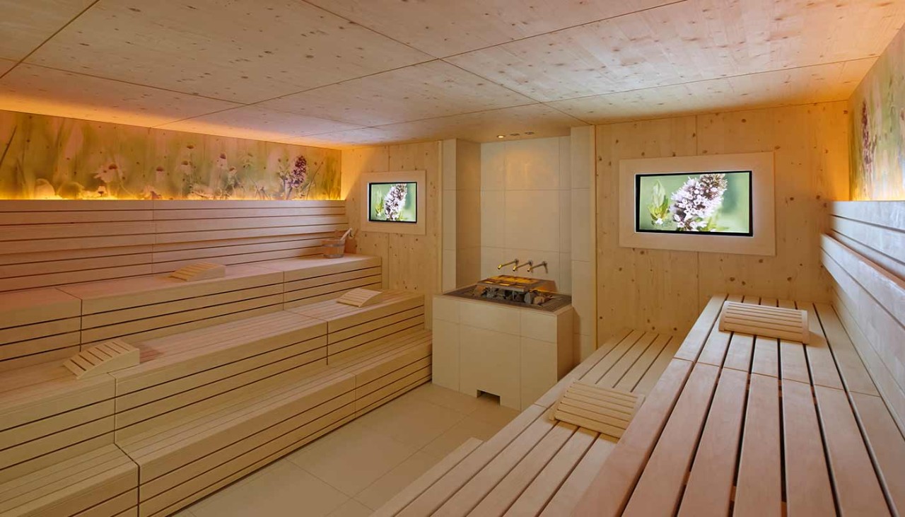 Interior of dry sauna